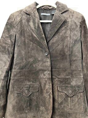 Liz Claiborne chocolate brown suede blazer for women in size M.